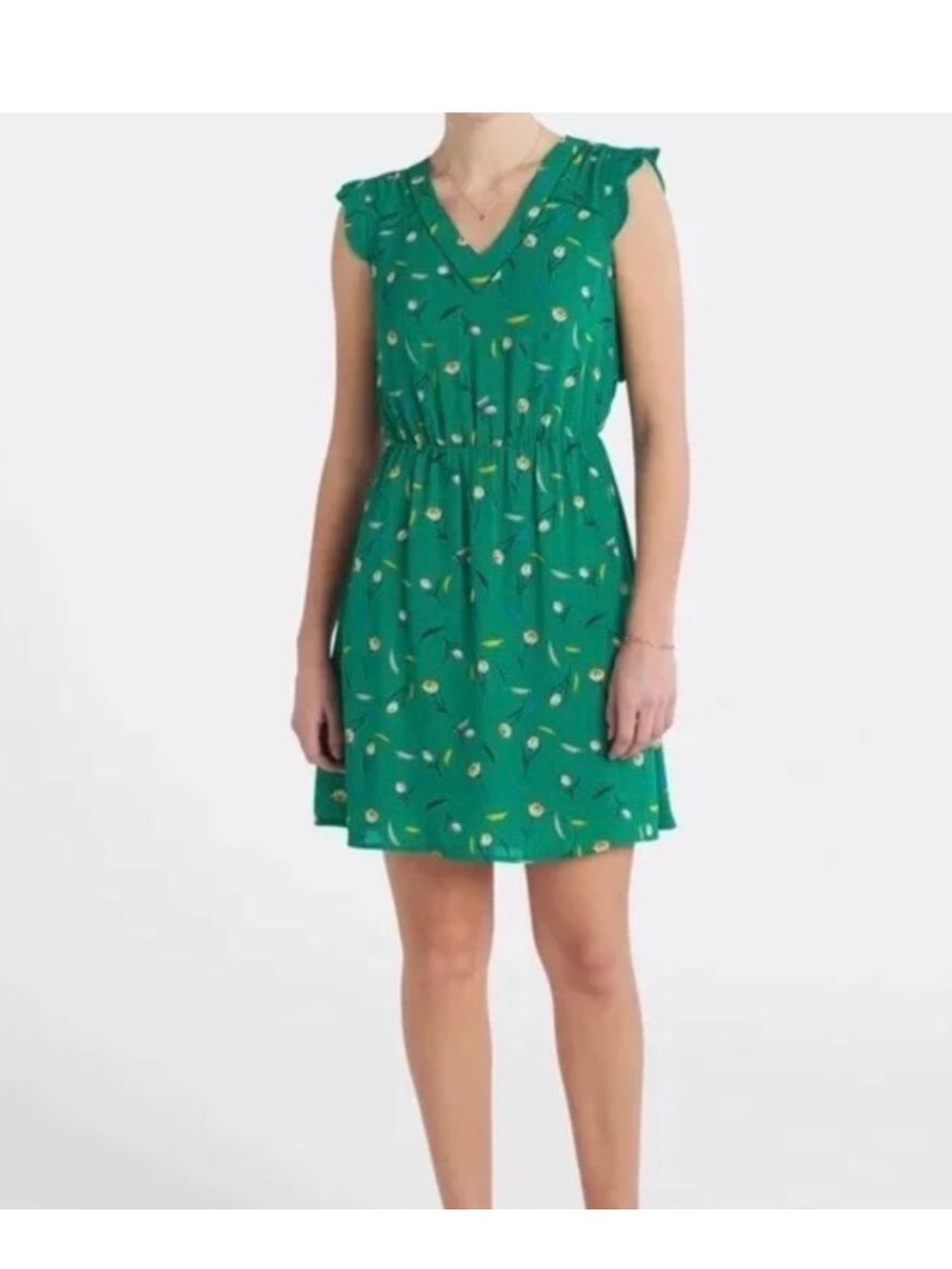 41 Hawthorn Green Floral V-Neck Mini Dress